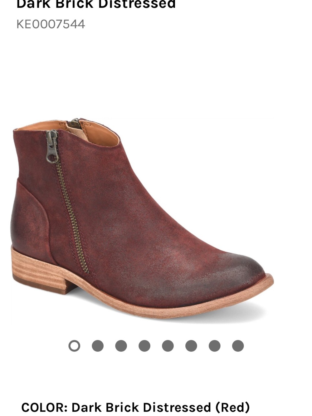 New in Box, Kork-Ease Riley Dark Brick Distressed Ankle Boot - Red